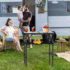 Anbte Folding Camping Table with Storage Net, 3 Adjustable Height Max 27.5" Aluminum Small Folding Table, Portable Table with Carry Handle, Lightweight, for Outdoor Indoor Travel Camping Picnic