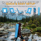 Joyfair Beach Camping Chair (2 Pack), Outdoor Folding Lawn Chair for Adults, Heavy Duty Portable Chair with Armrest for Outside Fishing, Sport, Patio, Cup Holder & Storage Pocket, Carry Bag (Blue)