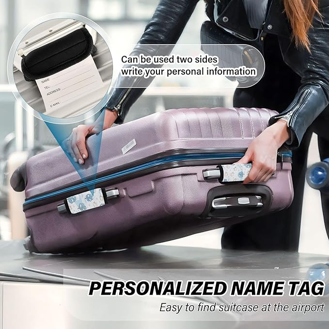 Snowy Kitten Cuddle Stretchy Wraps Luggage Tags Handle Grip Luggage Identifier for Airport Travel Bag