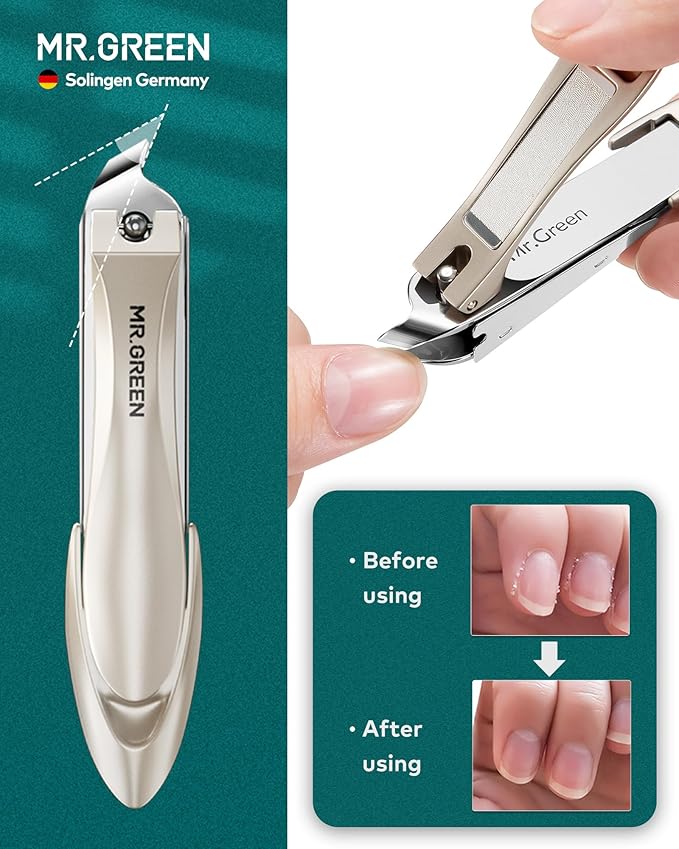 MR.GREEN 7 in 1 Manicure Set, German Stainless Steel Anti-Splash Nail Clippers Set, Professional Fingernail and Toe Nail Clippers Kit Full Nail Care Grooming Kit with Leather Case for Women and Men
