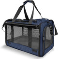 GAPZER Medium Cat Carrier Large Cat 15 lbs+ Soft Pet Carrier Small Puppy/Ventilated 2 Kittens Car Travel Bag Case/Comfy Big Maine Coons 25 Pounds/Soft-Sided Mesh Kitty Products Dark Blue