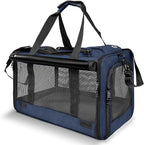 GAPZER Medium Cat Carrier Large Cat 15 lbs+ Soft Pet Carrier Small Puppy/Ventilated 2 Kittens Car Travel Bag Case/Comfy Big Maine Coons 25 Pounds/Soft-Sided Mesh Kitty Products Dark Blue