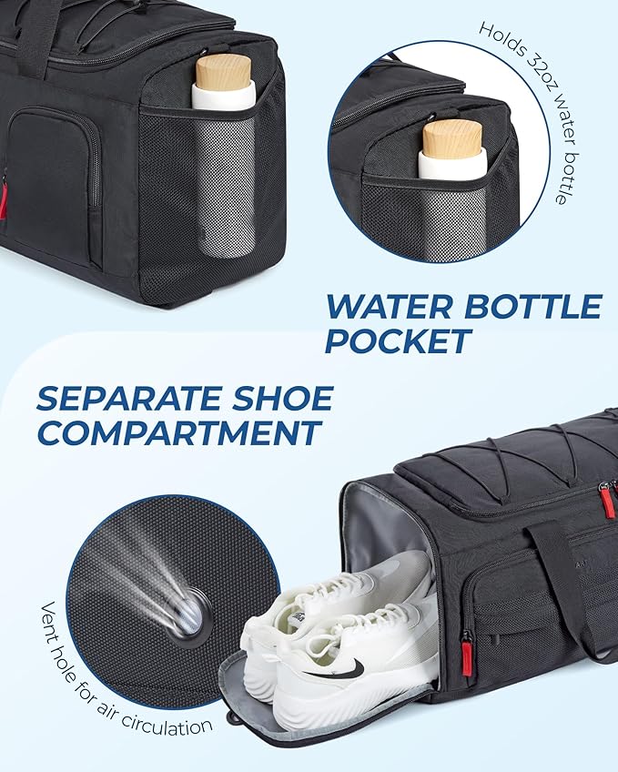 BAGSMART Gym Bag for Women & Men, 35L/63L Sports Travel Duffel Backpack with Shoe Compartment Laptop Compartment, Water Resistant Carry On Weekender Bag for Airplane