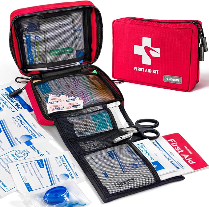 300 Piece First Aid Kit, Compact Waterproof First Aid Bag with 9 Organized Compartments, Portable Emergency Supplies Kit for Outdoor, Camping, Hiking, Car, Home, Travel, Office