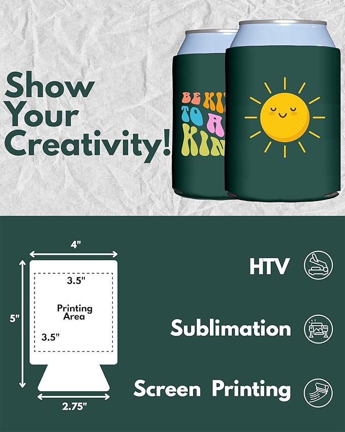 PartyPrints 1000 Pack Hunter Green Blank Can Cooler Sleeves, Customizable Bulk Can Coolers, Extra-Thick Collapsible Drink Insulator Sleeve, Beer Can Coolers for Party Beverages