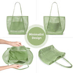 KALIDI Beach Nylon Mesh Tote Bag, Casual Tote Bag Hobo Women Foldable MAX 23L Shoulder Bag For Beach Picnic Vacation