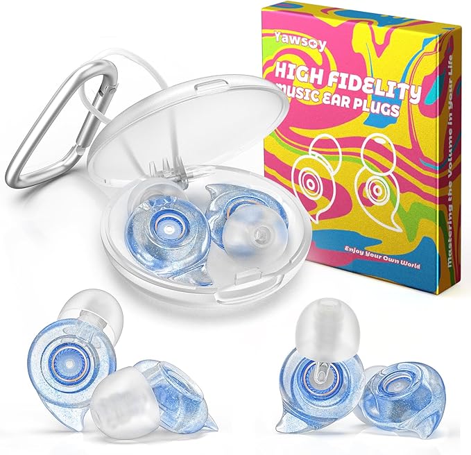 Yawsoy Concert Ear Plugs, 2 Pairs High Fidelity Ear Plugs with Acoustic Filter, Noise Reduction for Musicians