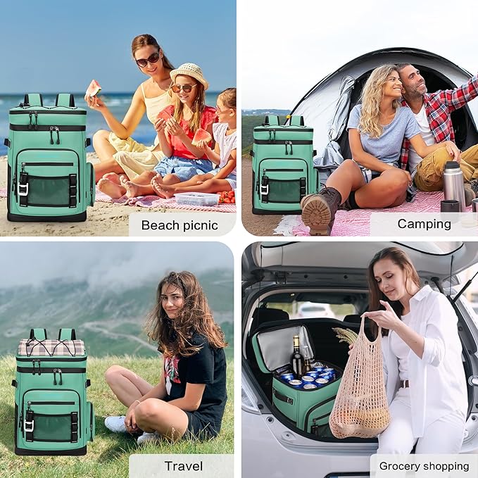 Hulongo Large Waterproof Insulated Cooler Backpack for Men & Women, Leak Proof Cooler Backpack for Camping, Beach, Fishing, Picnic, Travel, Outdoor, 30L, 48Cans