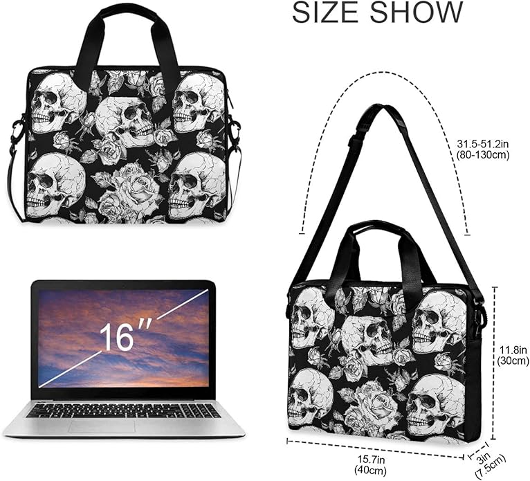 MNSRUU Laptop Bag for 15.6 inch Black Gothic Bats