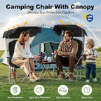 VTOY Portable Camping Chair with Canopy - Folding Chair with Canopy, Durable 600D Oxford Canopy Chair for Camping, Beach, Picnics, Fishing & Sports