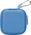 Ginsco Mini-Portable Hard Shell Square Earbuds Case for Apple EarPods/Samsung Galaxy Wired/Wireless Earbuds, Cell Phone Accessories Organizer with Carabiner for Earphones (1, Blue)