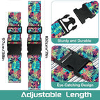 Slohif Luggage Straps for Suitcases Travel Belt Accessories Luggage Connector Identifiers 2 Pack Over Handle with Buckle Unique Nylon Adjustable Strap for Sleeping Bag Car Seat Colored Leaf