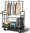 Luggage Cart,Heavy-Duty Steel Luggage Trolley with 360°Silent Wheels,1100LBS Load Hand Truck,Anti-Collision Strip for Hotel Bellman,Airport & Resort Use,Smooth-Rolling Platform Dolly