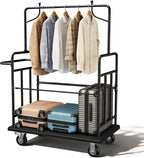 Luggage Cart,Heavy-Duty Steel Luggage Trolley with 360°Silent Wheels,1100LBS Load Hand Truck,Anti-Collision Strip for Hotel Bellman,Airport & Resort Use,Smooth-Rolling Platform Dolly