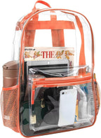 Trail maker Clear Backpack Heavy Duty with Padded Straps, Side Pockets for Kids, Boys, Girls, School, Stadium Approved Events