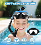 Aegend Snorkeling Gear for Adults Youth Kids, Snorkel Mask with Top Dry Valve - Panoramic View Anti-Leak and Anti-Fog with Mesh Bag for Snorkeling, Scuba Diving, Freediving & Swimming