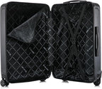 US ARMY FOX 3 Pcs Set Hardshell Luggage with Spinner Wheels | 20, 24, 28 inch Lightweight Travel Suitcase, Chevron Icon, Gel Handle, Retractable Trolley, Side Studs | Black