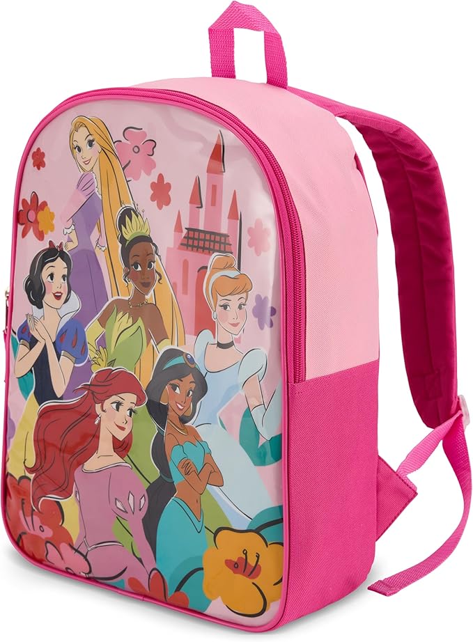 Disney Princess Backpack for Kids - Cute & Durable Kids Backpack for Girls with Padded Straps & Zip Compartment - Ideal Toddler Bookbag for School & Travel - 15”