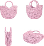 Womens Straw Beach Bag Woven Crossbody Shoulder Bags Top Handle Satchel Handbag Purse for Summer