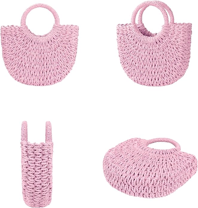 Womens Straw Beach Bag Woven Crossbody Shoulder Bags Top Handle Satchel Handbag Purse for Summer