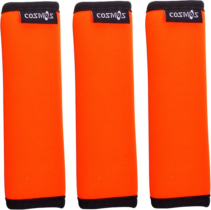 Cosmos 3 Pcs Comfort Neoprene Handle Wraps/Grip/Identifier for Travel Bag Luggage Suitcase (Fluorescent Orange)
