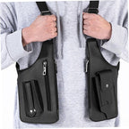 Leather Shoulder Armor Hidden Underarm Strap Wallet Adjustable Anti Pickpocket Accessories with Double Bag for Men, Women Leather Armor(Black)
