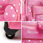 Lillian Vernon Personalized Personalized Kids Suitcases for Girls, 5-Pocket Pink Polka Dot Design Rolling Luggage Set, Customizable Travel Carrier on Wheels
