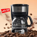 5-Cup Programmable Drip Coffee Maker with Digital Timer, Glass Carafe,24-Hour Auto Brew,2-Hour Auto Shut-Off, Pause & Pour, Removable Filter Basket,Compact Coffee Machine for Home & Office
