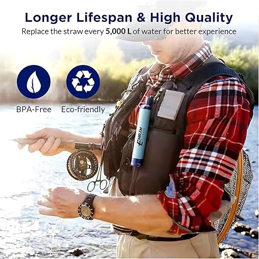 Portable Water Filter for Emergencies, Hiking, Camping, Travel, and Disaster Preparation (4 Pack)
