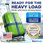 Luggage Straps for Suitcases - TSA Approved - Navy Blue, 4 PK - Premium Nylon Belts for Suitcase, Briefcase & Travel Bag - Adjustable Strap Length 46" - 78"