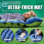 FUN PAC Camping Sleeping Pad,with Foot Pump and Pillow – Ultralight Compact Sleeping Mat for Backpacking, Hiking, Tent – Portable Single Inflatable Mattress for Outdoor