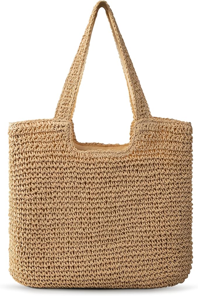 Trifabricy Beach Bags for Women, Large Beach Bag, Woven Straw Tote Bags Waterproof, Weaving Swim Shopping Travel Bag