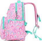 mibasies Girls Backpack: Large Kids Backpack Girls for Elementary School with Laptop Compartment - Rainbow Pink