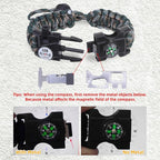 Survival Bracelets, Paracord Bracelets (2 pcs) with Loud Whistle Light Flint, Adjustable Compass Bracelet for Outdoor Camping Hiking Fishing Hunting, Multitools Tactical Gear, Bearable 300 lb