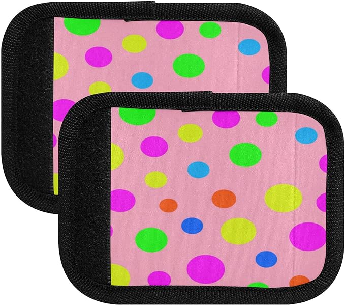 2 Pack Polka Dots Luggage Handle Wrap, Detachable Luggage Tag, Neoprene Suitcase Wrap with Comfort Grip & Bright Identifier for Suitcase, Travel Bag, Sports Bag