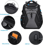 KROSER Travel Laptop Backpack 18.4 Inch XXXL Gaming Backpack with Hard Shell Saferoom RFID Pockets Water-Repellent Business College Daypack Stylish Laptop Bag for Men/Women-Black Grey