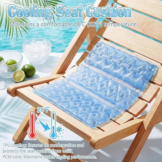 SiliFine 2 Pack Cooling Seat Cushion Reusable Pcm Cooling Pad No Condensation Foldable Portable Ice Mat for Car Seats Office Chairs Bed Camping Travel(Blue, 15.7" x 11.8")