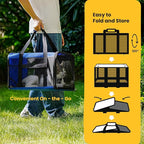 Conlun Cat Carrier Bag,Soft-Sided Pet Carriers for Dogs with 4-Sided Mesh,Airline Approved Cat Transport Carrier for Small&Medium Cats Kitten Puppy Up to 15LB,Collapsible Cat Travel Carrier-M,Blue