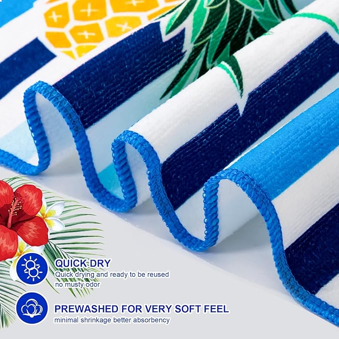 Redbaker 16 Packs 72 x 36 Inches Oversized Mixed Style Beach Towel Bulk Extra Large Pool Towels Set Microfiber Quick Dry Swim Towel Blanket for Women Men Adult Bath Travel(Fresh Colors)