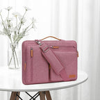 MOSISO 360 Protective Laptop Shoulder Bag,15-15.6 inch Computer Bags Compatible with MacBook Pro 16 inch, HP, Dell, Lenovo, Asus Notebook,Side Open Messenger Bag with 4 Zipper Pockets, Dusty Rose