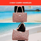 Beach Bag and Pool Bag Has Cooler Pocket, 7 Pockets Total, Zip Top. Family Size Waterproof Beach Tote