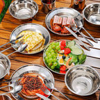 Odoland 29pcs Stainless Steel Utensils Camping Mess Kits with Bowls Plates Cups Forks Spoons and Knives for 4, Camping Cutlery Set for Backpacking, Outdoor Hiking and Picnic