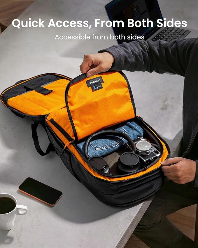 tomtoc Laptop Backpack 26L X-Pac, Large Business Work Bag Fits 15.6-16 Inch Laptop, Water-Resistant Durable Computer Travel Backpack for Business Trip, Weekend Getaway