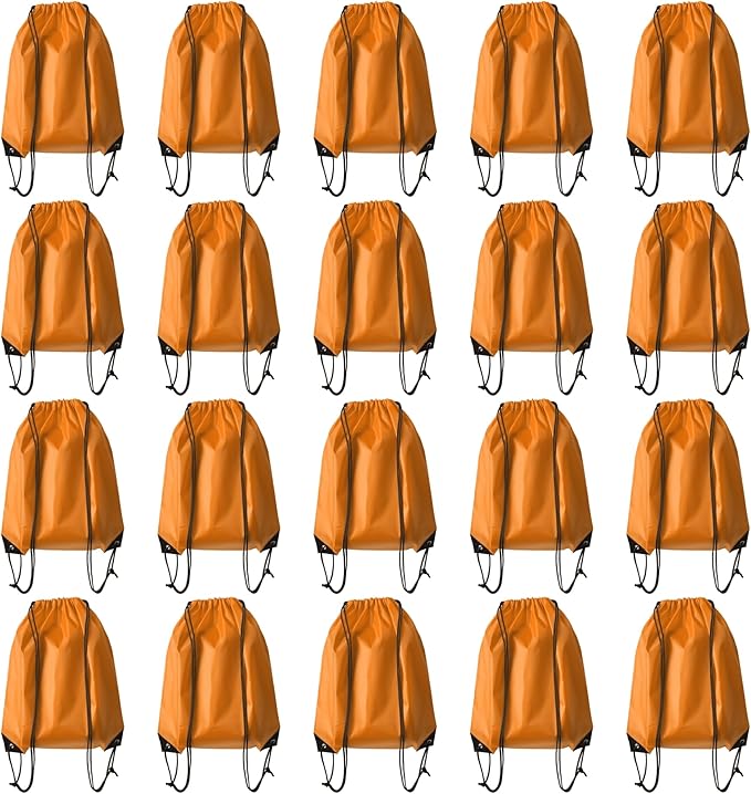 Drawstring Backpack Bulk 20 Pcs Draw String Backpack Bags DIY Gym Sports Traveling Yoga Cinch Bag Sackpack Drawstring (Orange)