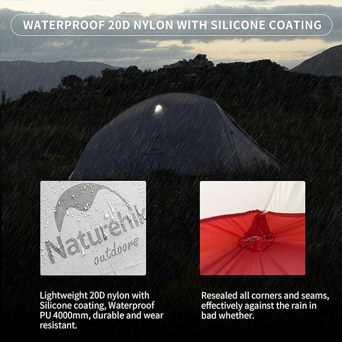 Naturehike Cloud Up Tent, Lightweight Backpacking Tents, Waterproof Ultralight Tent for Camping Hiking Backpacking