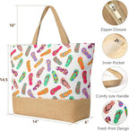 Trifabricy Beach Bag for Women, Large Beach Tote Bags with Zipper, Woven Straw Tote Waterproof, Swim Gym Shopping Travel Bag