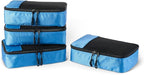 Amazon Essentials 4-Piece Space-Saving Packing Cubes Travel Accessories Set, Suitcase Organizer with Double Zipper, Mesh Top, Small, Sky Blue (Previously Amazon Basics)