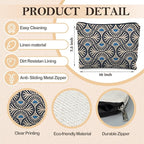 Boho Makeup Bag Gifts for Women, Sunset Leaf Aesthetic Makeup Pouch(Blue)