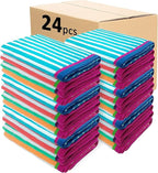 Kaufman - Colorful Racing Striped Beach & Pool Towel - Extra Large Beach Towel - Soft & Absorbent 100% Cotton Towels - Assorted Colors - 30" x 60" - 480 Pack