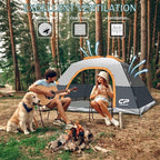 CAMPROS CP Camping Tent 2/4/6 Person, Waterproof Windproof Double Layer Dome Tent, Easy Setup with Large Mesh Windows & Wide Door for Outdoor Camping Backyard